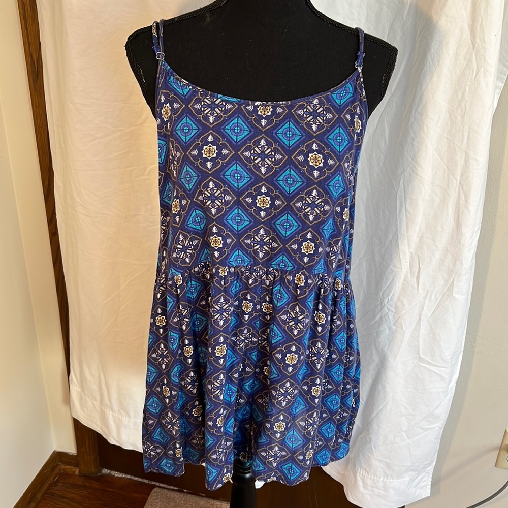 Roxy Blue Patterned Spaghetti-Strap Romper